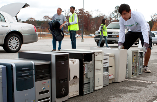 Old Computers Are Stacked At Electronics Recycling San Jose Collecting Ewaste